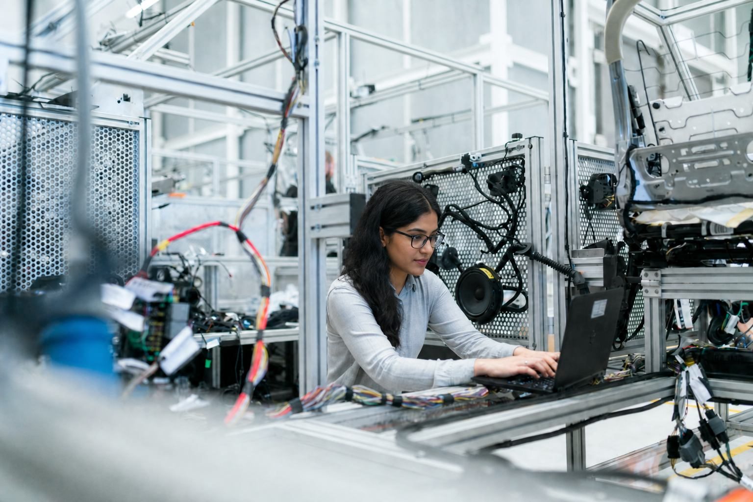 Manufacturing floor with production lines in operation